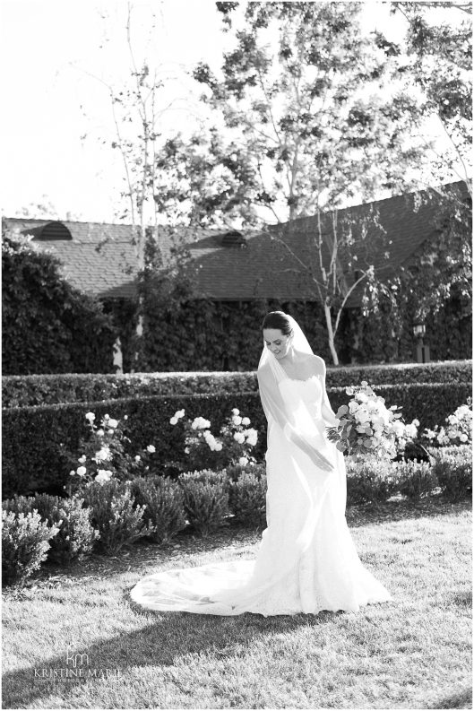 black and white photo bride portrait Ponte Winery Wedding Photo | Temecula Photographer | © Kristine Marie Photography (27)