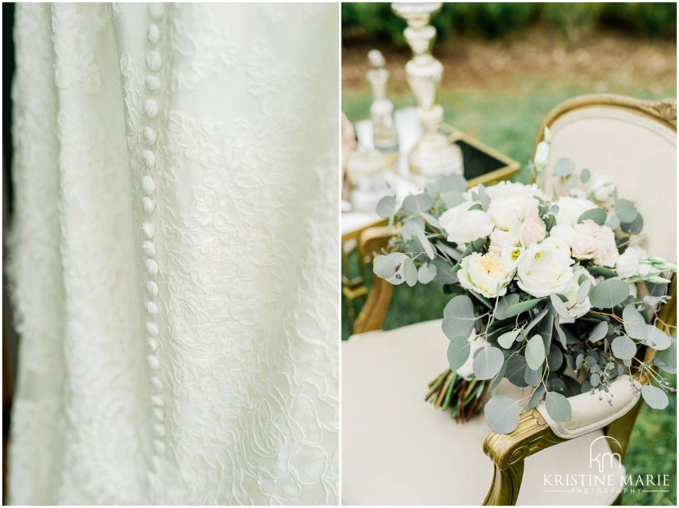 lace wedding dress and organic bouquet | Ponte Winery Wedding Photo | Temecula Photographer | © Kristine Marie Photography (59)