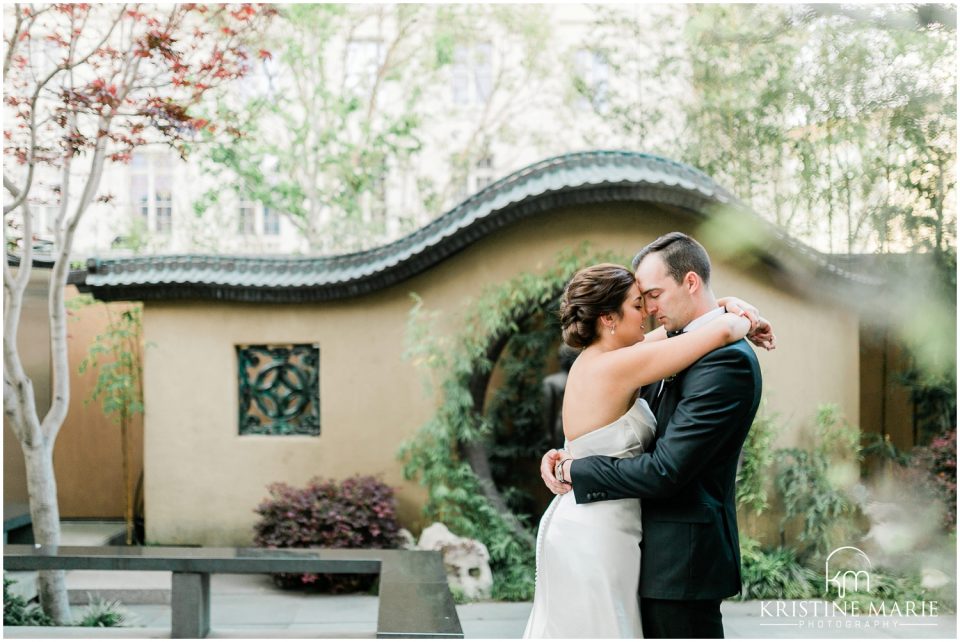 Romantic bride groom photo | Asian Art Museum San Francisco Wedding Photographer | © Kristine Marie Photography 