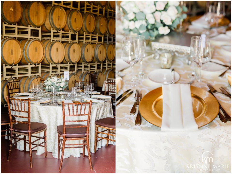 barrel room reception details Ponte Winery Wedding Photo | Temecula Photographer | © Kristine Marie Photography (18)