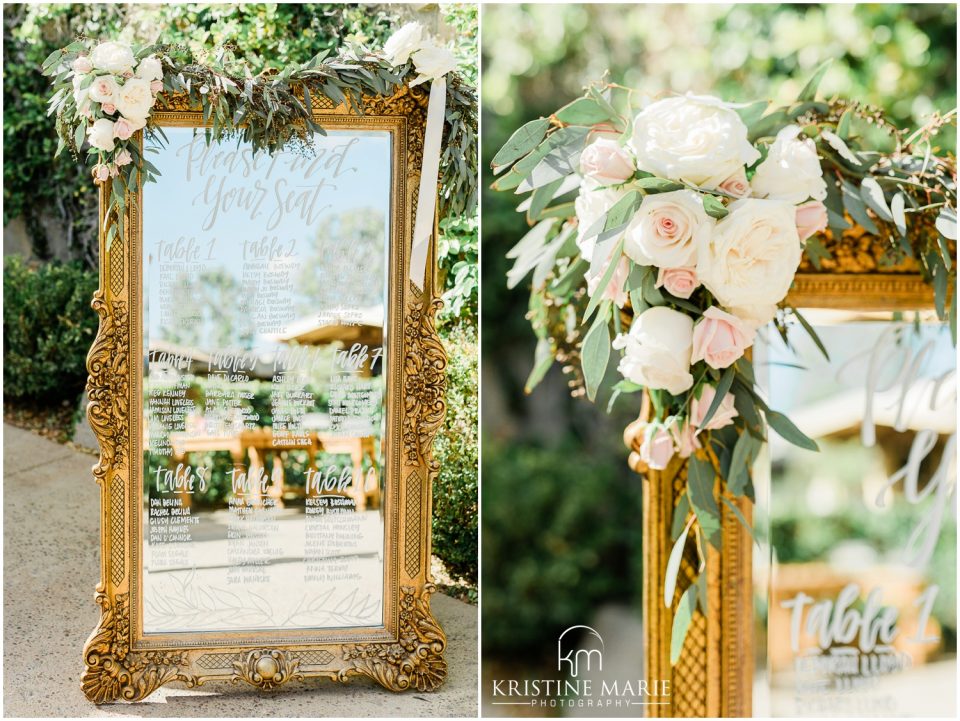 mirror seating chart details Ponte Winery Wedding Photo | Temecula Photographer | © Kristine Marie Photography (17)