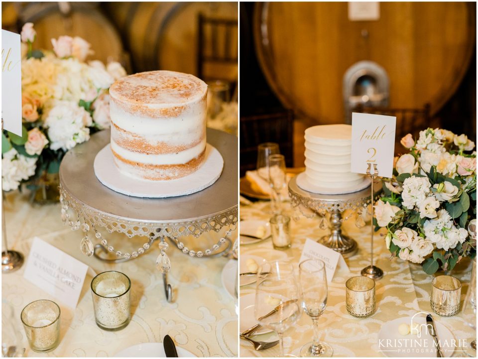 cake at each table Ponte Winery Wedding Photo | Temecula Photographer | © Kristine Marie Photography (16)