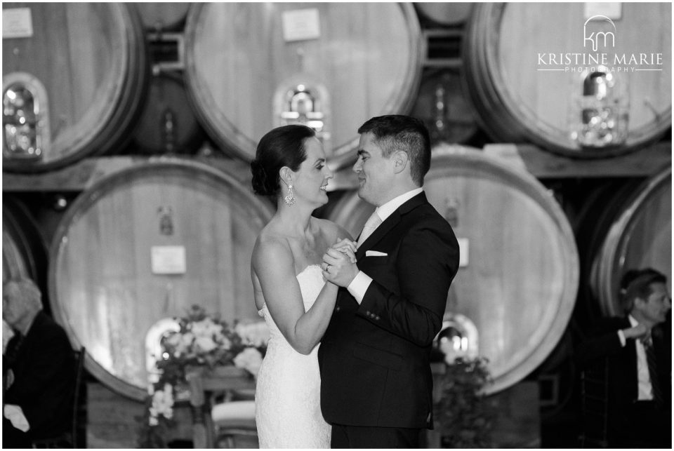 bride groom first dance Ponte Winery Wedding Photo | Temecula Photographer | © Kristine Marie Photography (11)