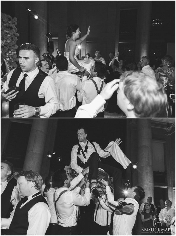 bride groom chair dance hora photo | Asian Art Museum San Francisco Wedding Photographer | © Kristine Marie Photography 