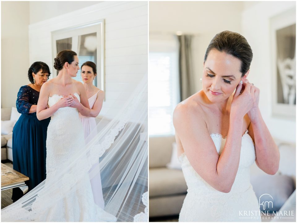 Bride getting ready bridal cottage Ponte Winery Wedding Photo | Temecula Photographer | © Kristine Marie Photography (56)