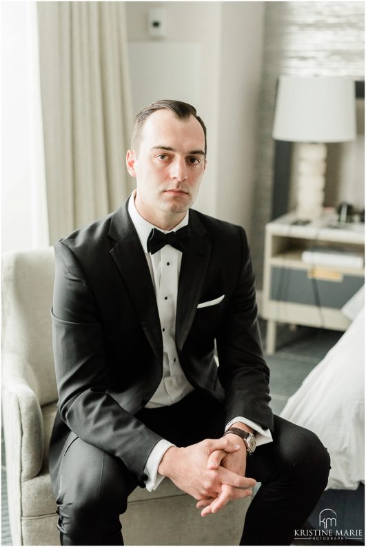 Four Seasons Hotel Wedding Photographer | Groom Portrait Photo | San Francisco © Kristine Marie Photography 