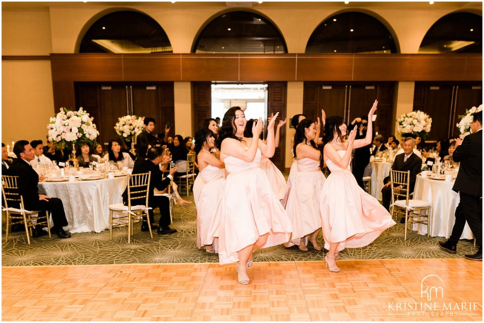 Westin Gaslamp Quarter Hotel San Diego Wedding Photo | ballroom bridesmaids grand entrance | © Kristine Marie Photography (60)