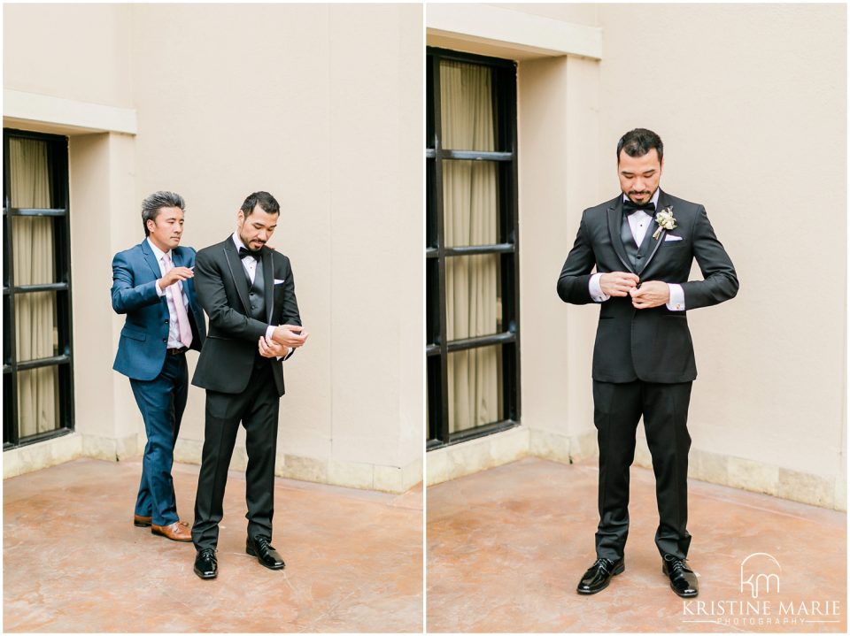 Westin Gaslamp Quarter Hotel San Diego Wedding Photo | Best Man and groom get ready | © Kristine Marie Photography (9)