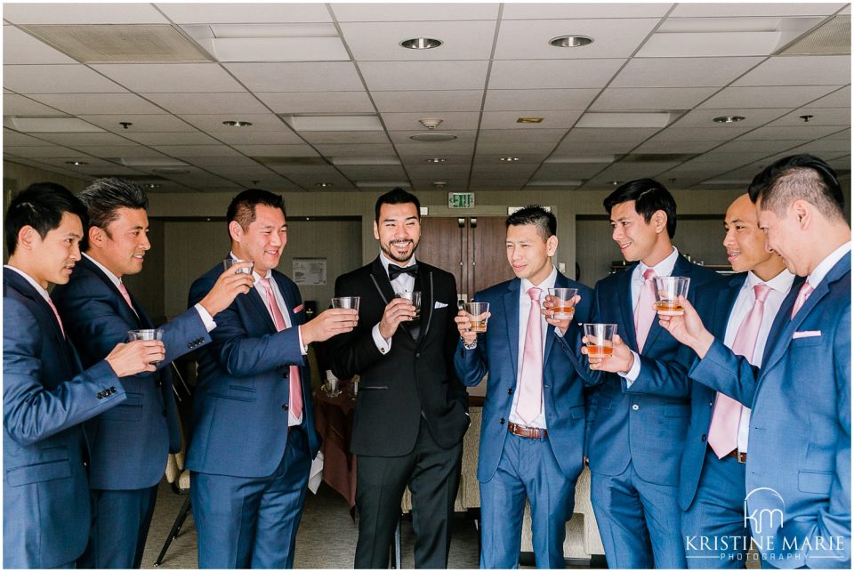 Westin Gaslamp Quarter Hotel San Diego Wedding Photo | groom and groomsmen toast | © Kristine Marie Photography (10)