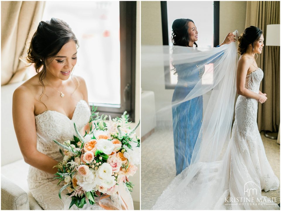 Westin Gaslamp Quarter Hotel San Diego Wedding Photo | bride with mom getting ready | © Kristine Marie Photography (16)