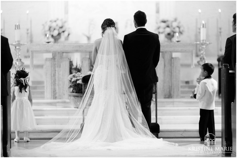 bride groom altar black and white | San Diego Wedding Photo | St. Joseph Cathedral | © Kristine Marie Photography (28)