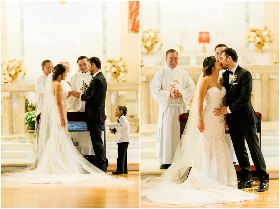 first kiss altar | San Diego Wedding Photo | St. Joseph Cathedral | © Kristine Marie Photography (31)