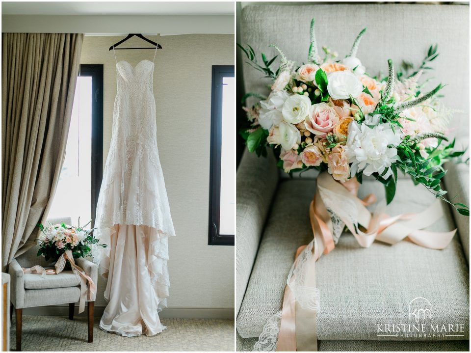 Westin Gaslamp Quarter Hotel San Diego Wedding Photo | wedding dress and bouquet | © Kristine Marie Photography (2)