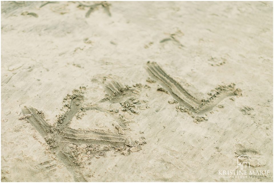 initials in sand Scripps beach San Diego Wedding Photo | K + L | © Kristine Marie Photography (41)