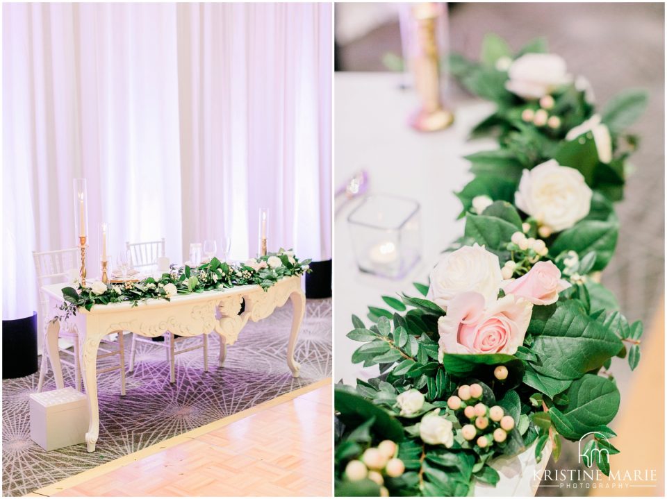 Westin Gaslamp Quarter Hotel San Diego Wedding Photo | white sweetheart table | © Kristine Marie Photography (54)