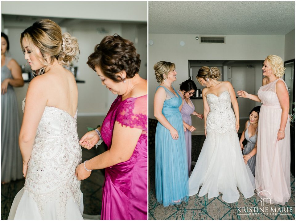 Hilton Harbor Island | Bride gets in dress | Wedding Photo | © Kristine Marie Photography (53)