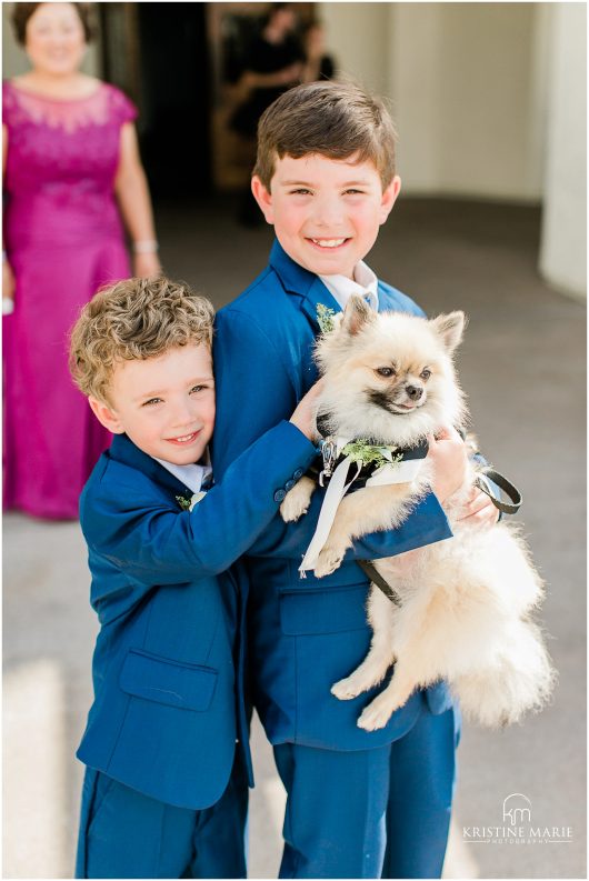 cute dog in tuxedo ringbearers | Tom Ham's Lighthouse San Diego Wedding Photo | © Kristine Marie Photography (32)