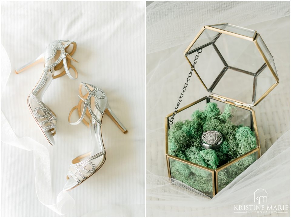 Badgley Mischka wedding shoes | geometric bridal details | Tom Ham's Lighthouse San Diego Wedding Photo | © Kristine Marie Photography (61)