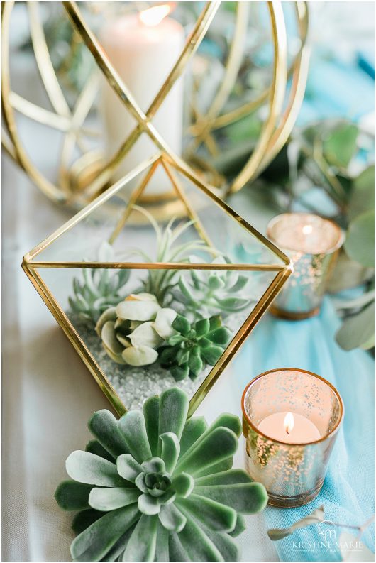 reception details geometric succulent terrarium decor | Tom Ham's Lighthouse San Diego Wedding Photo | © Kristine Marie Photography (24)