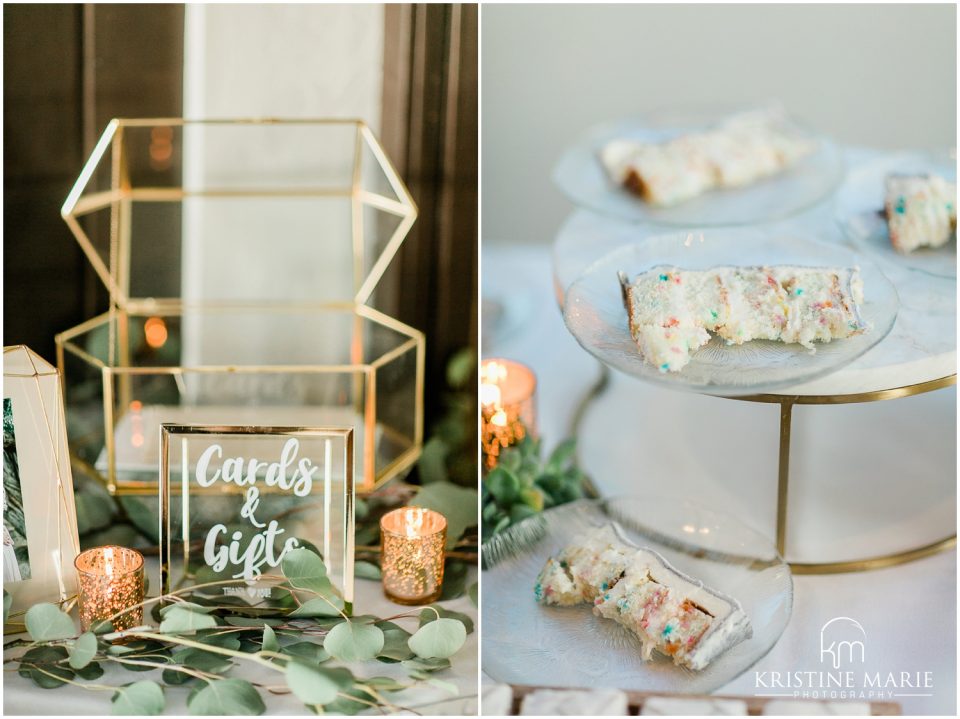 glass gold case cards and gifts | Tom Ham's Lighthouse San Diego Wedding Photo | © Kristine Marie Photography (16)