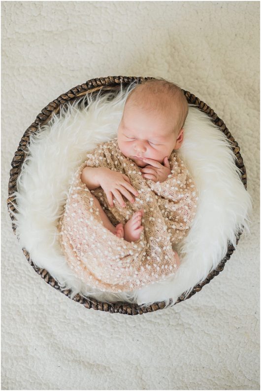 Newborn Baby in a basket | Yokosuka Lifestyle Newborn Baby Photographer | San Diego Family Photographer © Kristine Marie Photography