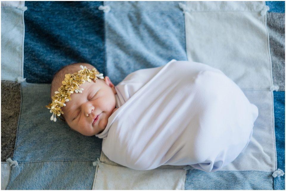 gold headband newborn baby Yokosuka Lifestyle Newborn Baby Photographer | San Diego Family Photographer © Kristine Marie Photography