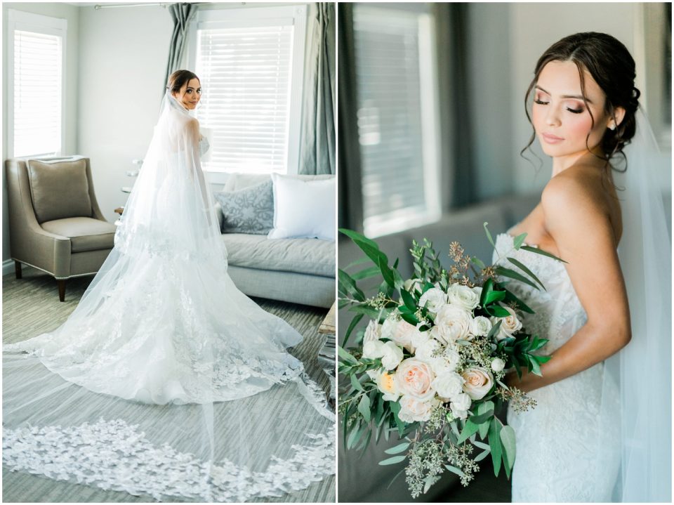 bridal photo wedding dress cathedral length veil | Temecula Ponte Winery Wedding Photographer | Kristine Marie Photography