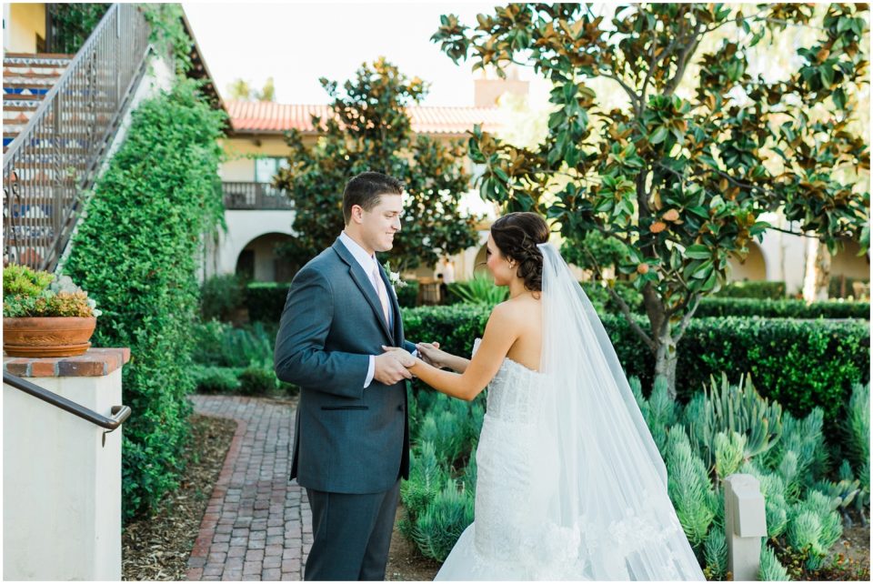 first look Ponte Inn | Temecula Ponte Winery Wedding Photographer | Kristine Marie Photography