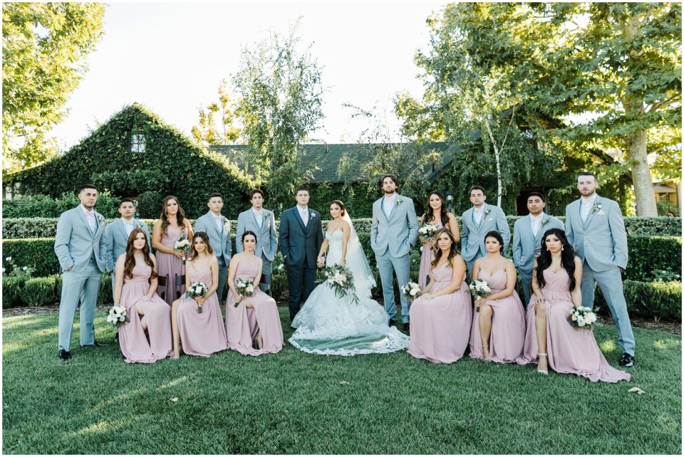 wedding party blush pink and gray | Temecula Ponte Winery Wedding Photographer | Kristine Marie Photography