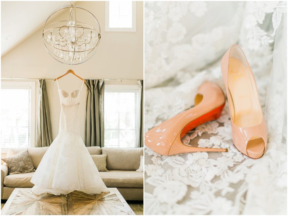 Wedding Dress and Louboutin Nude Wedding Shoes | Temecula Ponte Winery Wedding Photographer | Kristine Marie Photography