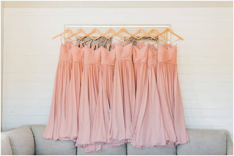 blush floor-length bridesmaid dresses | Temecula Ponte Winery Wedding Photographer | Kristine Marie Photography