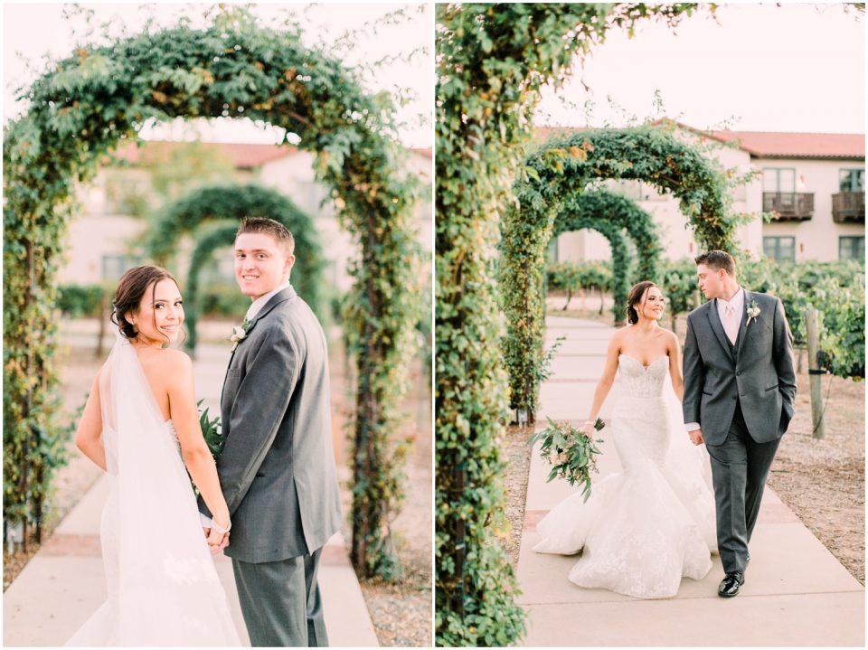  bride and groom tunnel of love photo | Temecula Ponte Winery Wedding Photographer | Kristine Marie Photography