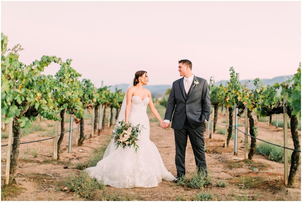 vineyard dusk bride and groom photo | Temecula Ponte Winery Wedding Photographer | Kristine Marie Photography