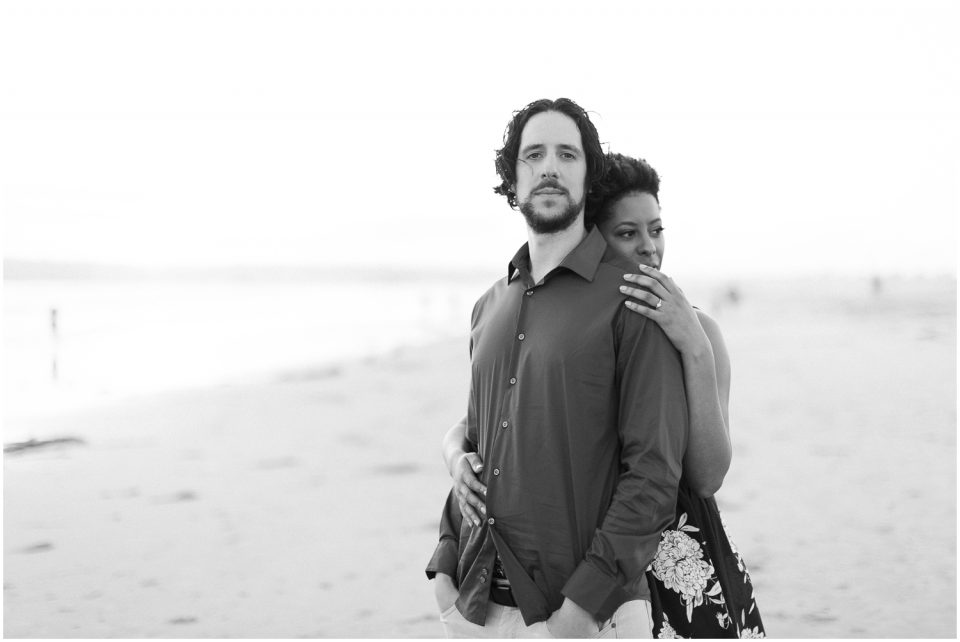 black and white photo engaged couple Hotel Del coronado Beach Engagement Pictures San Diego Engagement Photographer Kristine Marie Photography