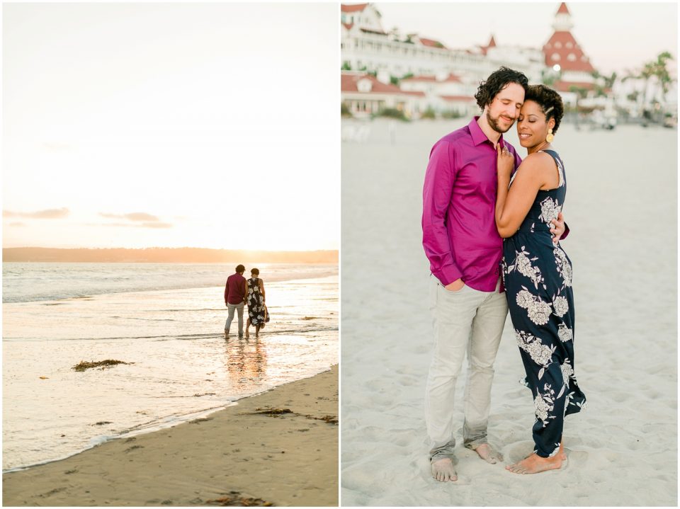 sunset engagement Hotel Del coronado Beach Engagement Pictures San Diego Engagement Photographer Kristine Marie Photography