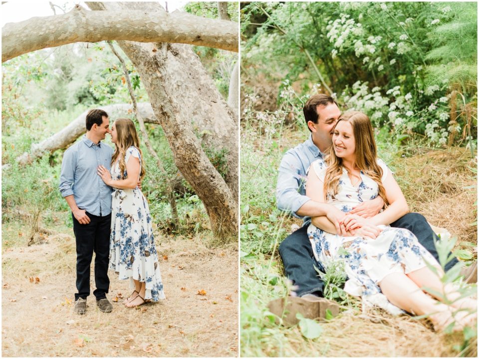 Cute couple under tree branch Los Penasquitos Canyon Preserve Engagement Pictures | San Diego Engagement Photographer © Kristine Marie Photography