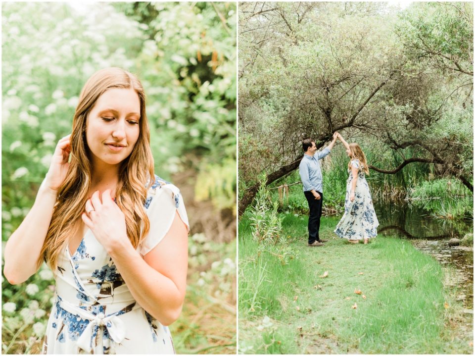 engaged couple dancing Los Penasquitos Canyon Preserve Engagement Pictures | San Diego Engagement Photographer © Kristine Marie Photography