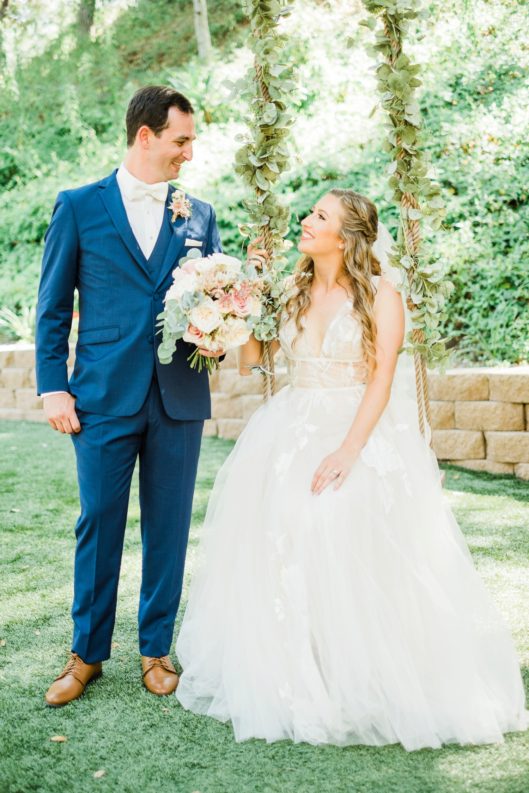 Bride Groom on Swing Los Willows Wedding Photo | Fallbrook San Diego Wedding Photographer | © Kristine Marie Photography (15)