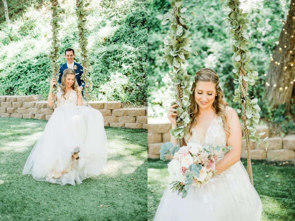 Playful bride and groom swing Los Willows Wedding Photo | Fallbrook San Diego Wedding Photographer | © Kristine Marie Photography (16)