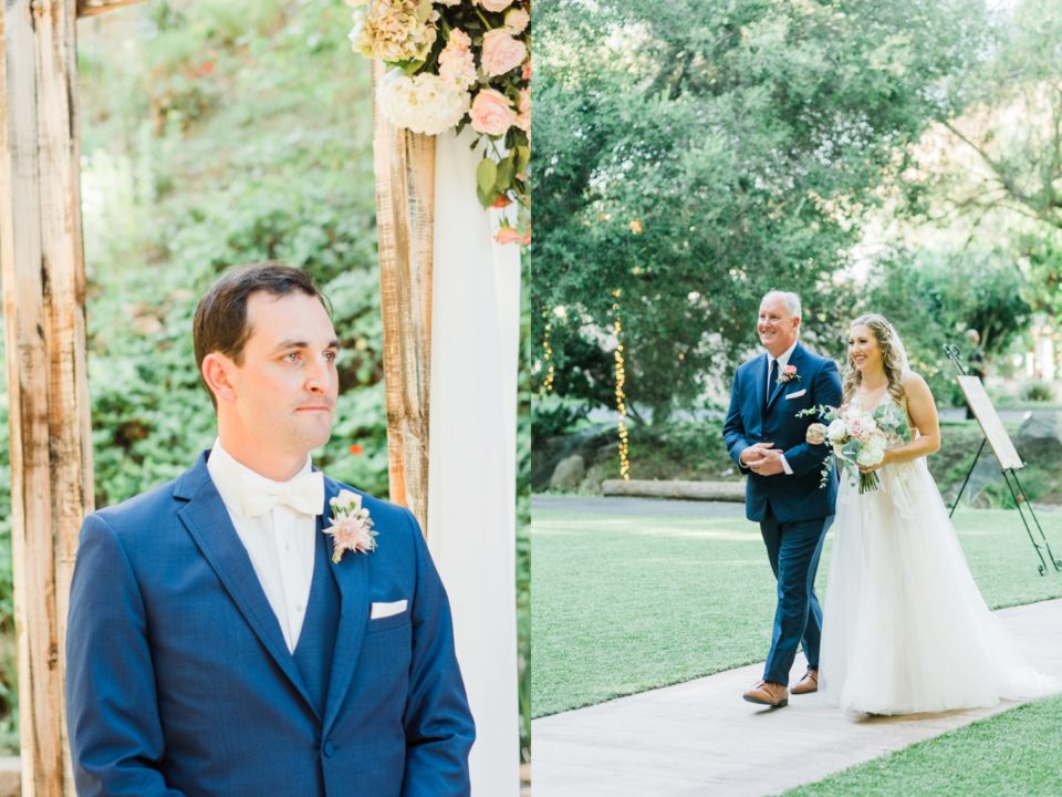 Groom at altar Los Willows Wedding Photo | Fallbrook San Diego Wedding Photographer | © Kristine Marie Photography (29)