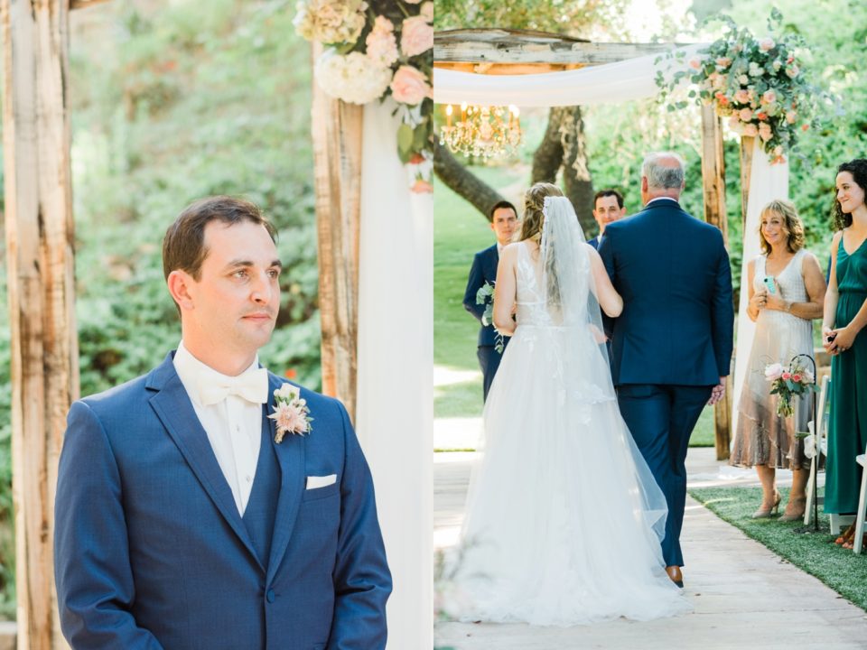 emotional groom at altar Los Willows Wedding Photo | Fallbrook San Diego Wedding Photographer | © Kristine Marie Photography (30)