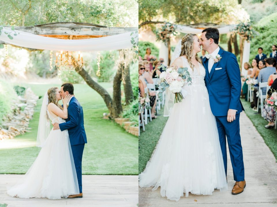 Just married first kiss Los Willows Wedding Photo | Fallbrook San Diego Wedding Photographer | © Kristine Marie Photography (36)