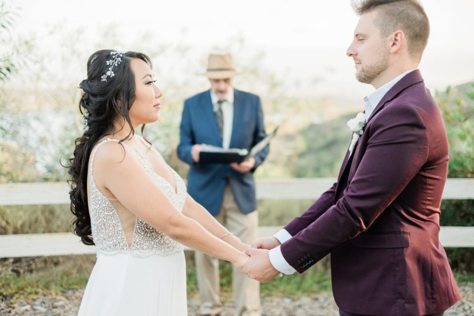 Wedding ceremony | couple holding hands | San Diego Elopement Photographer 