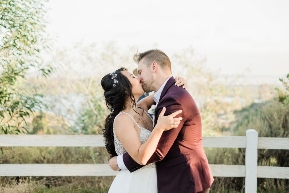 bride and groom first kiss San Diego Elopement Photographer