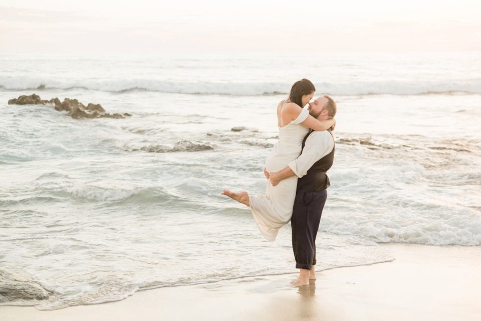 bride and groom kiss beach wedding photo | San Diego Elopement Photographer © Kristine Marie Photography