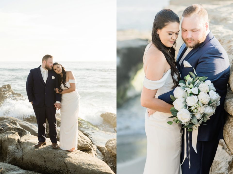 Bride groom rocks Windandsea Beach photo San Diego Wedding Photographer © Kristine Marie Photography