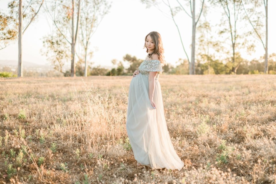 maternity dress with sequins North County San Diego Maternity Photographer | Evan's Pond Scripps Miramar | Kristine Marie Photography