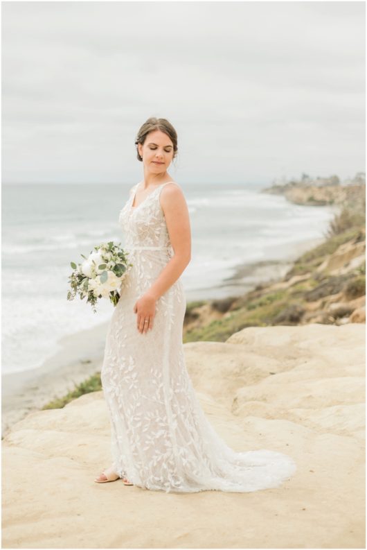 Bride on Cliffside Picture | Carlsbad Wedding Photographer | © Kristine Marie Photography