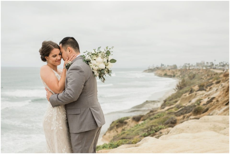 Bride and Groom on Cliffside Picture | Brigantine Del Mar Wedding Photographer | © Kristine Marie Photography