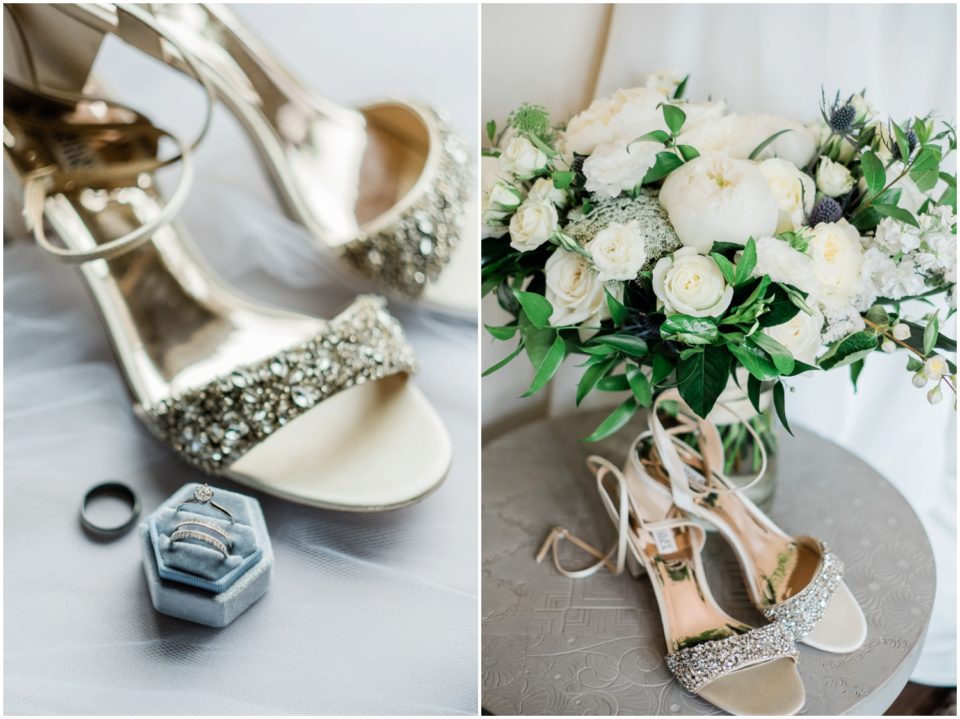 bridal shoes rings and bouquet photo | Ole Hanson Beach Club San Clemente Wedding Photographer | © Kristine Marie Photography